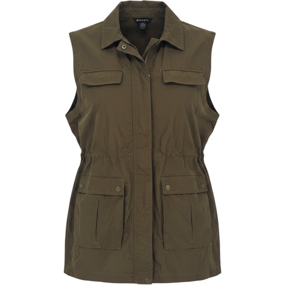 Athleta Utility Vest Olive Green Cinched Waist Multi‑Pocket Women's Small S/P